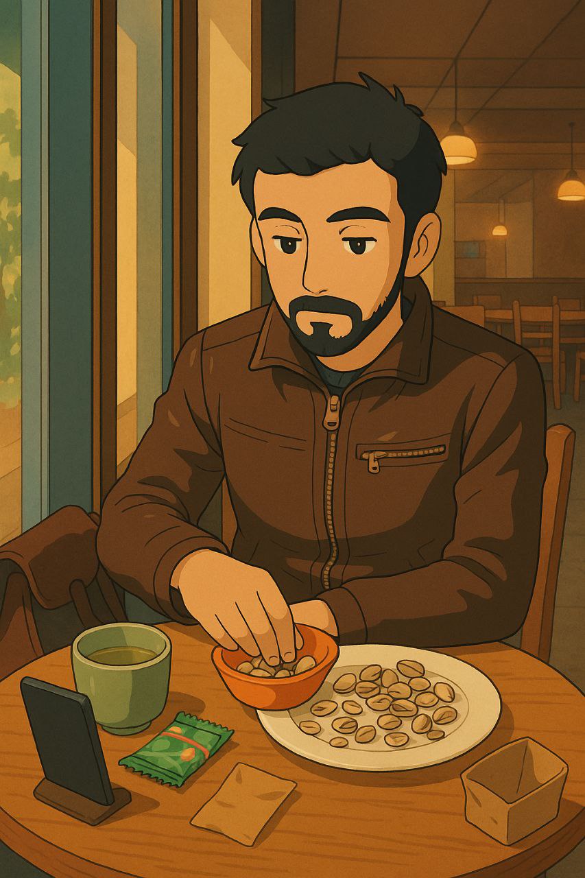 man sitting on table